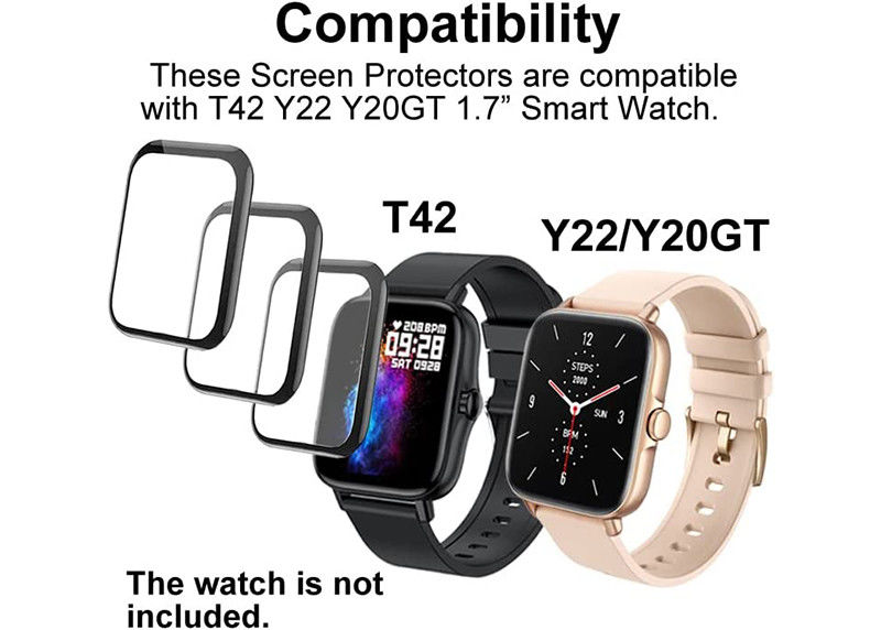 1.3inch  Full Coverage Curved Edge Glass Smartwatch Screen Protector 3 PACK