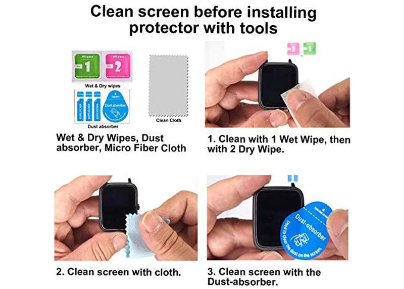 1.3inch  Full Coverage Curved Edge Glass Smartwatch Screen Protector 3 PACK