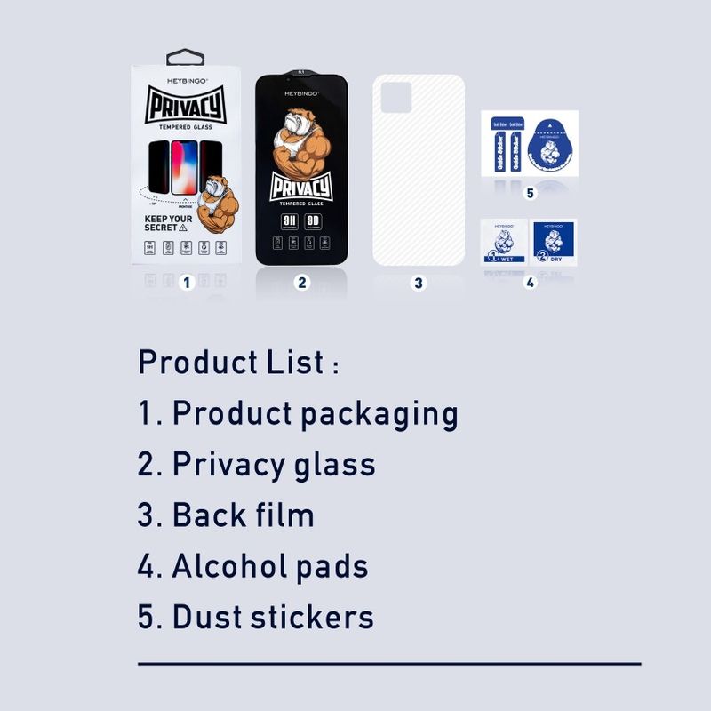 9H Phone Tempered Glass Privacy Anti Shock Anti Explosion